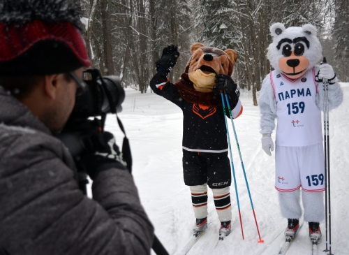 Клубные талисманы снимаются в рекламном ролике "Лыжни России"